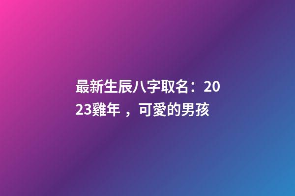 最新生辰八字取名：2023雞年，可愛的男孩